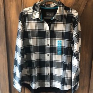 Eddie Bauer NWT plaid button down jacket with pockets